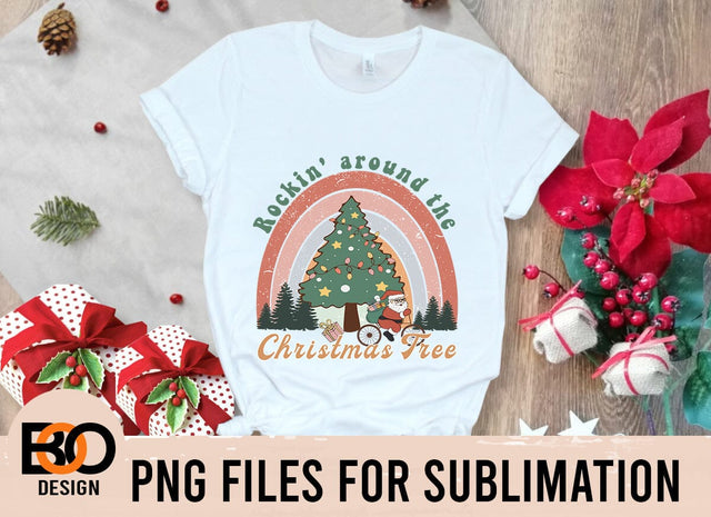 Rockin Around the Christmas Tree Retro PNG Sublimation BOO-design 