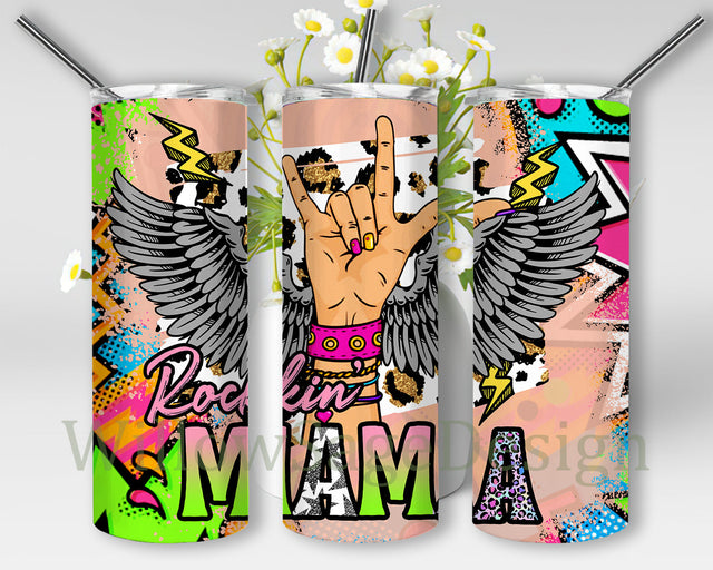 Rockin' Mama Tumbler Wrap, Western Mama 20oz Skinny Tumbler, Mama Sublimation Design, Mom Life Tumbler Tumplate, Digital Download Sublimation WillowSageDesign 