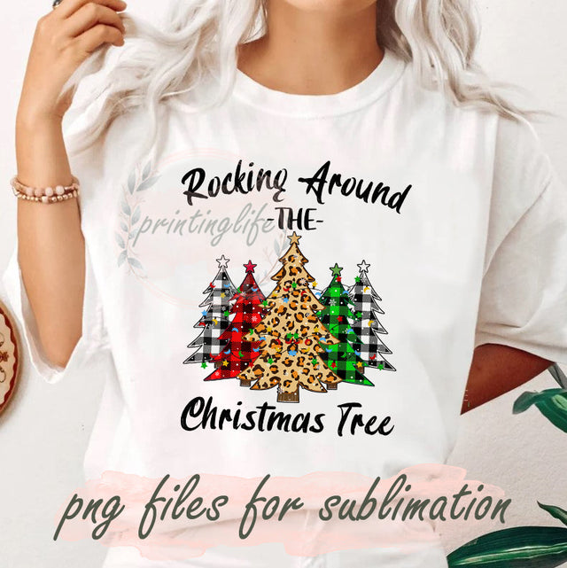 Rocking Around The Christmas Tree Png, Christmas Tree Design Png, Western Christmas Png, Christmas Tree Buffalo Plaid Png, Christmas Tree Leopard Png, Instant Download Sublimation PrintingLife 