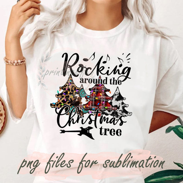Rocking Around The Christmas Tree Png, Christmas Trees Design Png, Western Christmas Png, Leopard, Cowhide, Buffalo Plaid, Christmas Light Png, Digital Download Sublimation PrintingLife 
