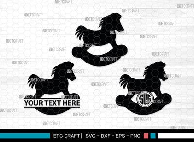 Rocking Horse Monogram, Rocking Horse Silhouette, Toy Horse Svg, Rocking Pony Svg, Rocking Horse, SB00125 SVG ETC Craft 