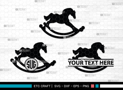 Rocking Horse Monogram, Rocking Horse Silhouette, Toy Horse Svg, Rocking Pony Svg, Rocking Horse, SB00125 SVG ETC Craft 