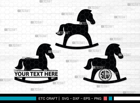 Rocking Horse Monogram, Rocking Horse Silhouette, Toy Horse Svg, Rocking Pony Svg, Rocking Horse, SB00125 SVG ETC Craft 