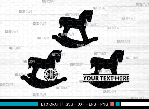 Rocking Horse Monogram, Rocking Horse Silhouette, Toy Horse Svg, Rocking Pony Svg, Rocking Horse, SB00125 SVG ETC Craft 