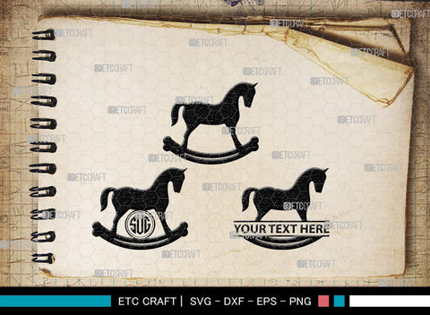 Rocking Horse Monogram, Rocking Horse Silhouette, Toy Horse Svg, Rocking Pony Svg, Rocking Horse, SB00125 SVG ETC Craft 