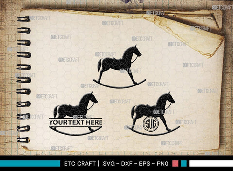 Rocking Horse Monogram, Rocking Horse Silhouette, Toy Horse Svg, Rocking Pony Svg, Rocking Horse, SB00125 SVG ETC Craft 