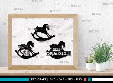Rocking Horse Monogram, Rocking Horse Silhouette, Toy Horse Svg, Rocking Pony Svg, Rocking Horse, SB00125 SVG ETC Craft 