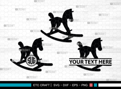 Rocking Horse Monogram, Rocking Horse Silhouette, Toy Horse Svg, Rocking Pony Svg, Rocking Horse, SB00125 SVG ETC Craft 