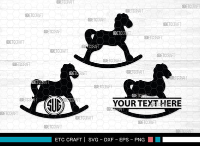 Rocking Horse Monogram, Rocking Horse Silhouette, Toy Horse Svg, Rocking Pony Svg, Rocking Horse, SB00125 SVG ETC Craft 