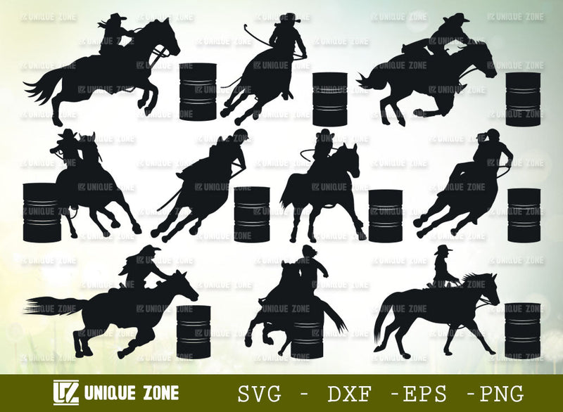 Rodeo Barrel Racer SVG Cut File | Western Rodeo Svg | Barrel Racer | Barrel Racing Svg | Rodeo Svg | SVG Unique Zone 