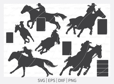 Rodeo Barrel Racer SVG, Western Rodeo Svg, Cowgirl Silhouette, Barrel Racer Clip Art; Barrel Racing SVG, Rodeo Svg,Horseback Rider Svg, Dxf SVG Dinvect 