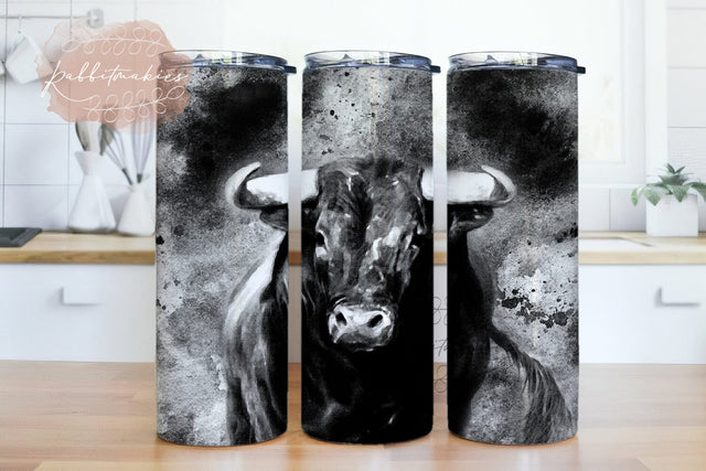 Rodeo Bull Tumbler Wrap Rustic Alcohol Ink 20 oz Skinny Tumbler, 20 oz Skinny Sublimation Design Sublimation Rabbitmakies 
