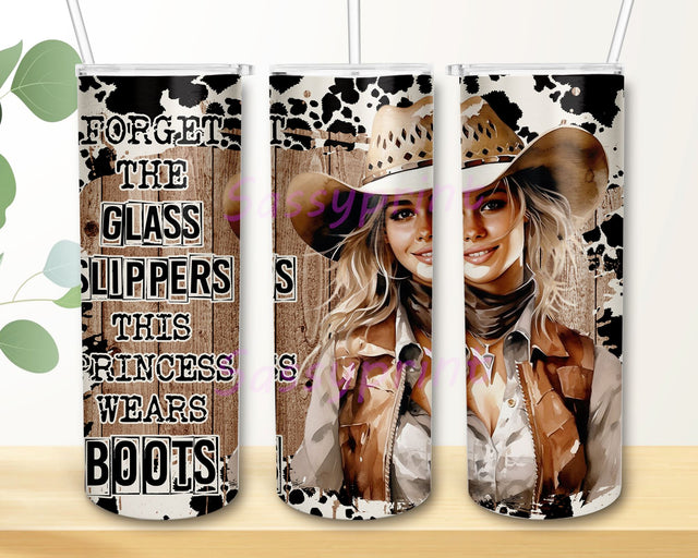 Rodeo Cowgirl Boots Country Boho Orange Florals Seamless Tumbler Wrap PNG Seamless Sublimation Designs Downloads Sublimation sassyprint 