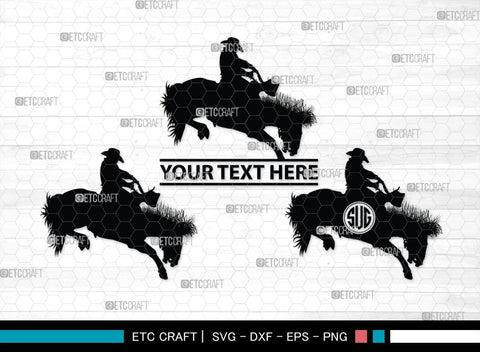 Rodeo Monogram, Rodeo Silhouette, Rodeo SVG, Bull Rider Svg, Horse Svg, Rodeo Competition Svg, Team Roping Svg, SB00311 SVG ETC Craft 