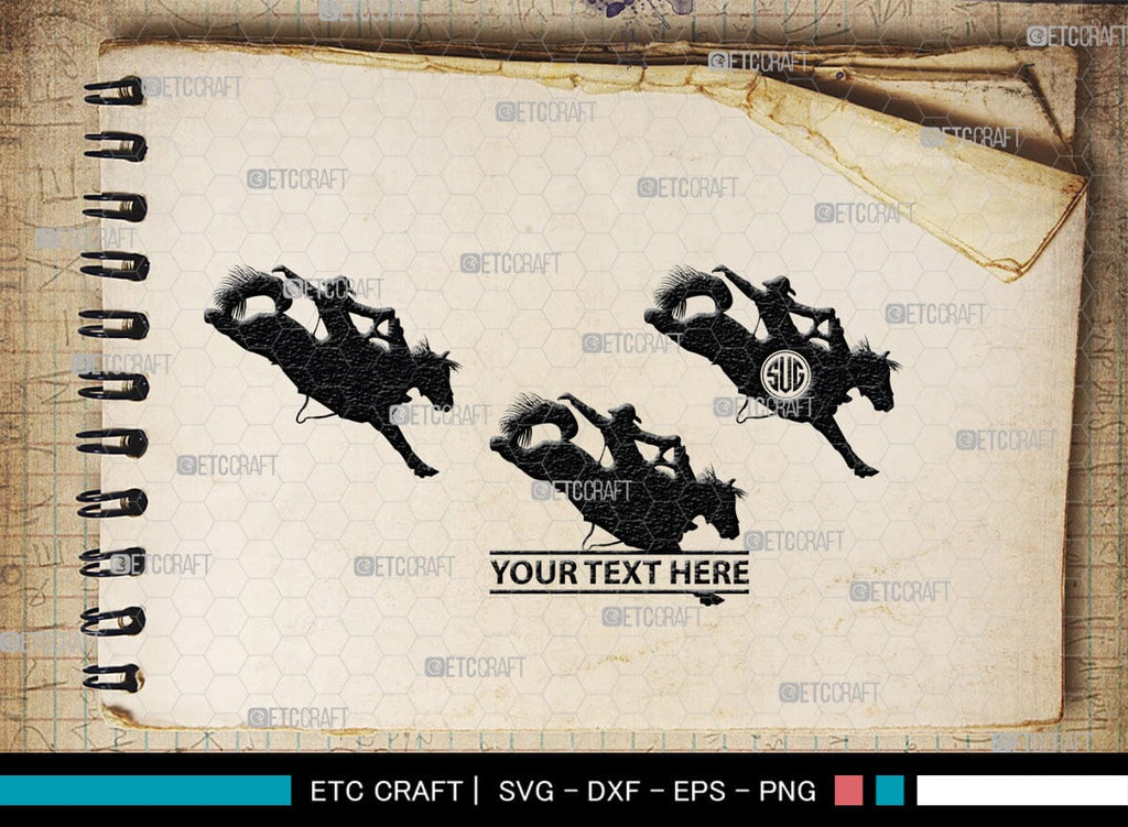 Rodeo Monogram, Rodeo Silhouette, Rodeo SVG, Bull Rider Svg, Horse Svg ...