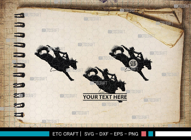 Rodeo Monogram, Rodeo Silhouette, Rodeo SVG, Bull Rider Svg, Horse Svg ...