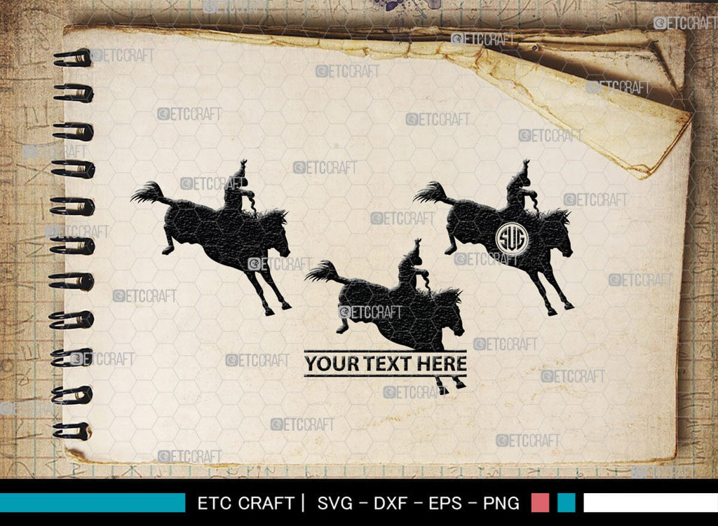 Rodeo Monogram, Rodeo Silhouette, Rodeo SVG, Bull Rider Svg, Horse Svg ...