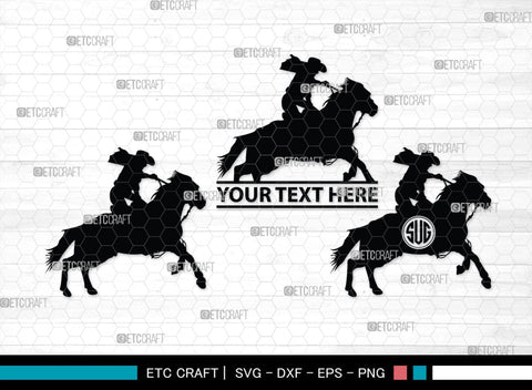 Rodeo Monogram, Rodeo Silhouette, Rodeo SVG, Bull Rider Svg, Horse Svg, Rodeo Competition Svg, Team Roping Svg, SB00311 SVG ETC Craft 