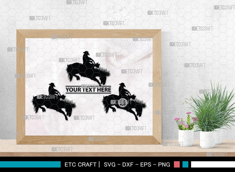 Rodeo Monogram, Rodeo Silhouette, Rodeo SVG, Bull Rider Svg, Horse Svg ...