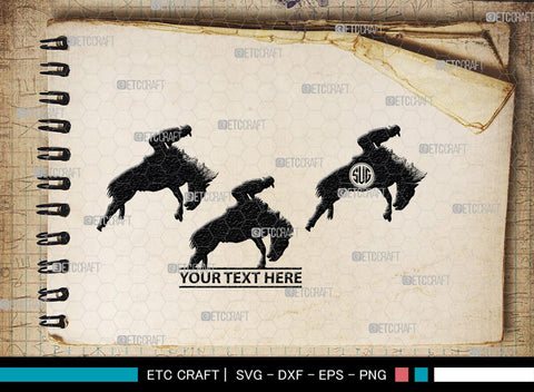 Rodeo Monogram, Rodeo Silhouette, Rodeo SVG, Bull Rider Svg, Horse Svg, Rodeo Competition Svg, Team Roping Svg, SB00311 SVG ETC Craft 