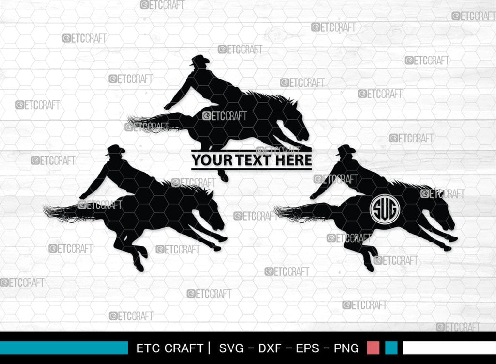 Rodeo Monogram, Rodeo Silhouette, Rodeo SVG, Bull Rider Svg, Horse Svg ...
