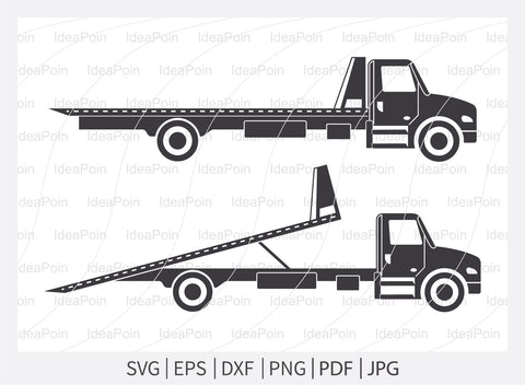 Rollback Truck svg, Flatbed Truck Svg, Tow Truck svg, Rollback Truck Silhouette, Tow truck svg file, clipart cricut design, Wrecker Svg SVG Dinvect 