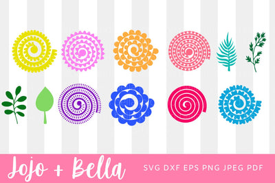 Rolled Flower Svg Bundle, Flower Svg Bundle, Flower svg, Paper Flower Svg Bundle, Paper Flower Cut Files, Svg Files For Cricut, Silhouette SVG Jojo&Bella 