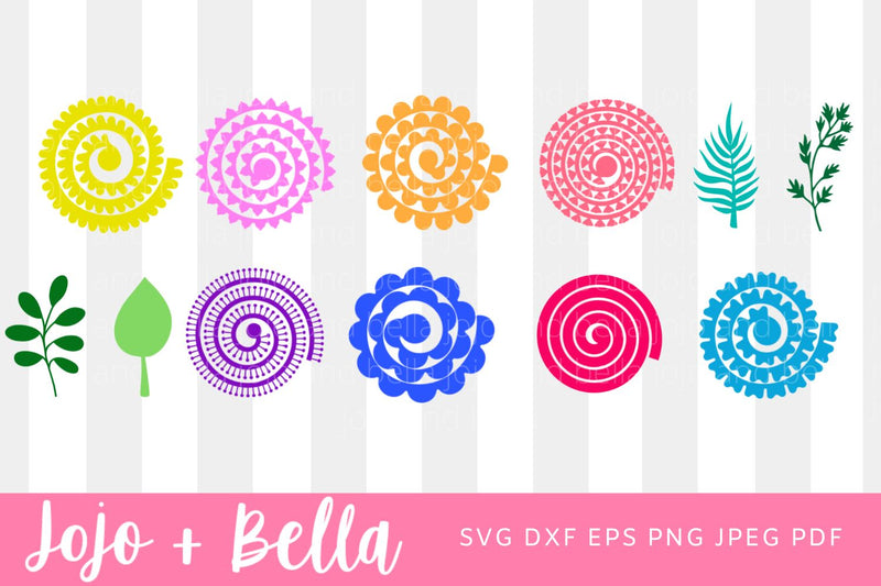 Rolled Flower Svg Bundle, Flower Svg Bundle, Flower svg, Paper Flower Svg Bundle, Paper Flower Cut Files, Svg Files For Cricut, Silhouette SVG Jojo&Bella 
