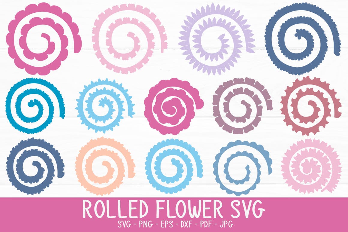 Free Rolled Flower SVG Bundle, PNG, DXF, EPS - Creative Vector Studio