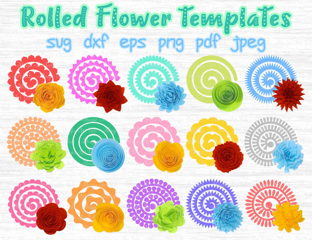 Rolled flower templates cut files SVG MagicArtLab