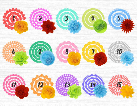 Rolled flower templates cut files SVG MagicArtLab 