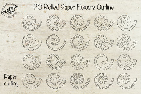 Rolled flowers. Rolled flowers svg. Rolled Paper flowers. Rolled flower templates. SVG Createya Design 