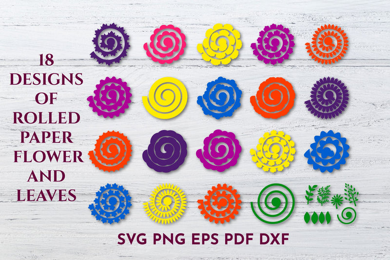 Rolled paper flowers. 18 designs and leaves. Cut files. SVG SVG Angelina Semenova 
