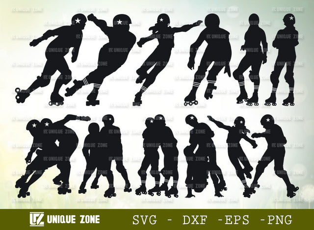 Roller Derby SVG Bundle, Roller Derby Girls Svg, Roller Skating Svg, Roller Blades Svg, Roller Skater Svg, Skater Svg, SVG Unique Zone 