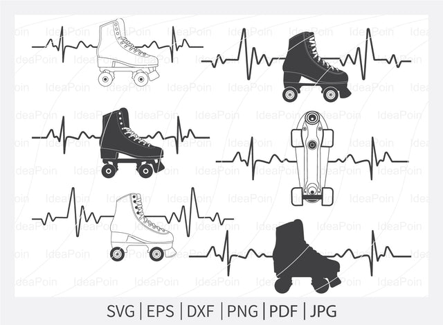 Roller Skate Heartbeat Svg, Roller Skates svg, Heartbeat, Roller Skates Clipart, Split Roller Skates,Roller Derby svg, Roller Skates outline SVG Dinvect 