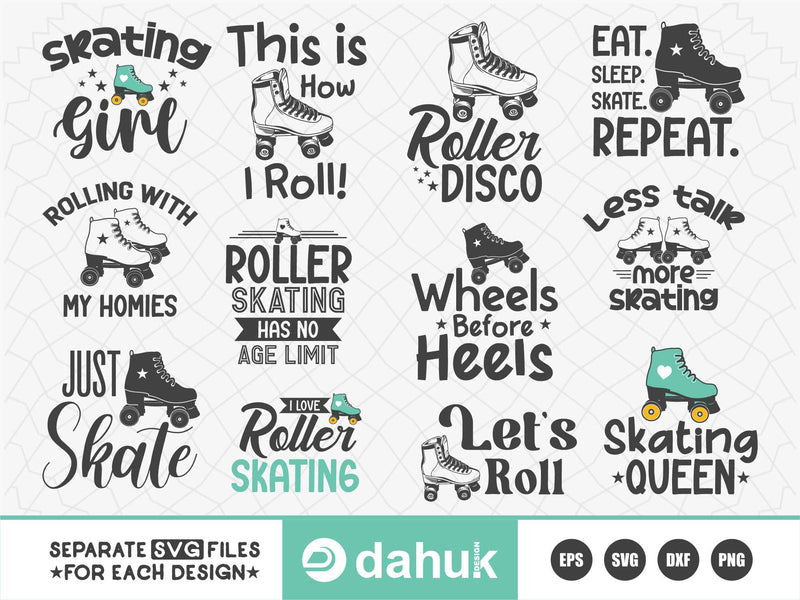Roller skate SVG, Roller girl SVG, Roller skate party SVG dahukdesign 