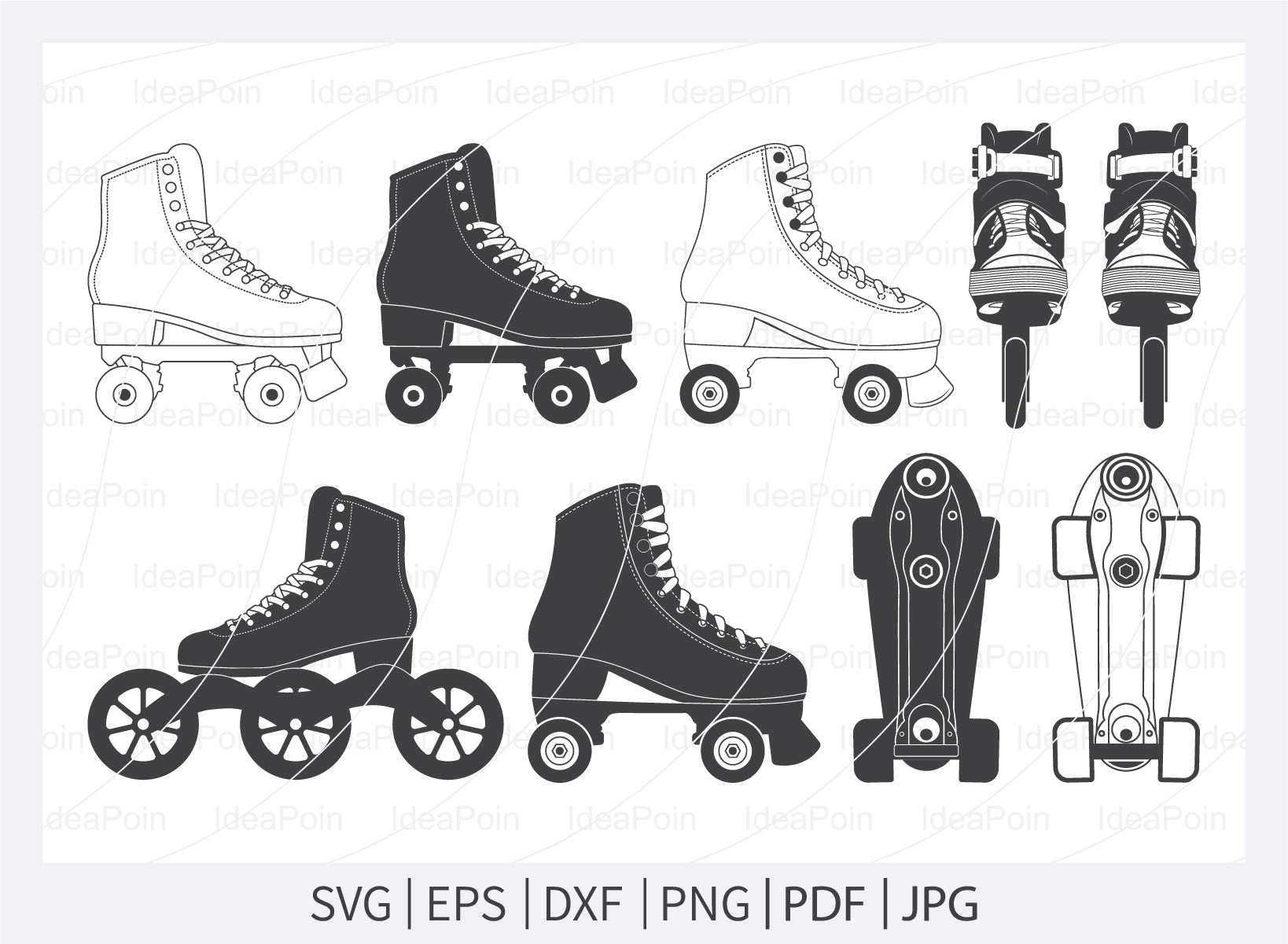 roller skates clipart black and white