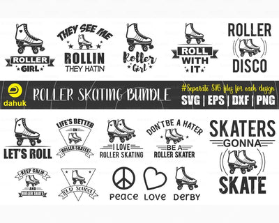 Roller Skating Bundle SVG, Roller Derby svg, Roller Skates Clipart, Silhouette, Svg, Eps, Dxf, Png, Cricut, Cut File SVG dahukdesign 