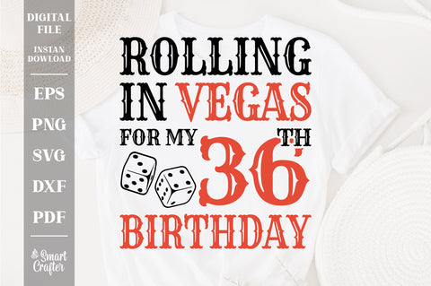 Rolling In Vegas For My 36th Birthday Svg, Birthday Svg, 36th Birthday Svg, 36 Years Old Svg, Rolling In Vegas Svg, Vegas Svg, Vegas Brithday Svg, Rolling Dice Svg, Dice Svg, Vegas Trip Svg SVG Fauz 