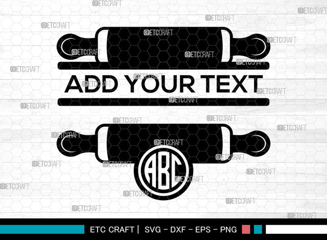Rolling Pin Monogram SVG, Circle Monogram, Dough Rolling Pin Svg, Baking Svg, Kitchen Svg, Rolling Pin Icon Svg, Rolling Pin Bundle SVG ETC Craft 