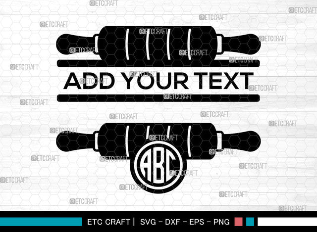 Rolling Pin Monogram SVG, Circle Monogram, Dough Rolling Pin Svg, Baking Svg, Kitchen Svg, Rolling Pin Icon Svg, Rolling Pin Bundle SVG ETC Craft 