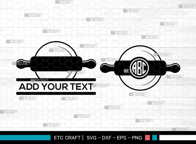 Rolling Pin Monogram SVG, Circle Monogram, Dough Rolling Pin Svg, Baking Svg, Kitchen Svg, Rolling Pin Icon Svg, Rolling Pin Bundle SVG ETC Craft 