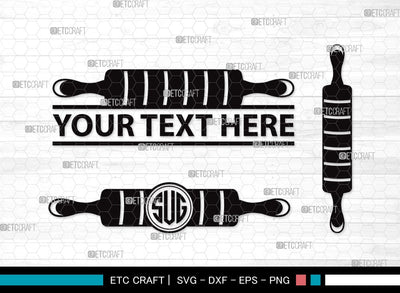 Rolling Pin Monogram SVG | Kitchen Svg | Baking Svg | Bundle | Rolling Pin Clipart SVG ETC Craft 