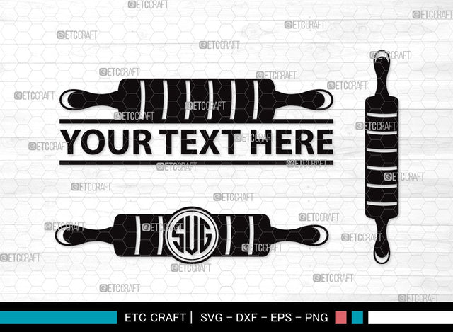 Rolling Pin Monogram SVG | Kitchen Svg | Baking Svg | Bundle | Rolling Pin Clipart SVG ETC Craft 