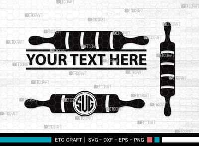 Rolling Pin Monogram SVG | Kitchen Svg | Baking Svg | Bundle | Rolling Pin Clipart SVG ETC Craft 