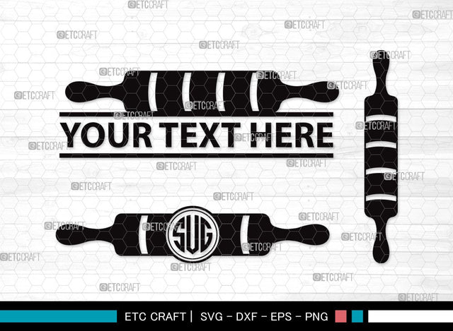 Rolling Pin Monogram SVG | Kitchen Svg | Baking Svg | Bundle | Rolling Pin Clipart SVG ETC Craft 