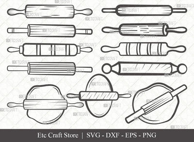 Rolling Pin Outline SVG Cut File | Kitchen Svg | Baking Svg | Bundle | Eps | Dxf | Png SVG ETC Craft 