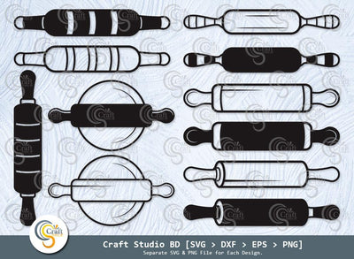 Rolling Pin Silhouette, Rolling Pin SVG, Dough Rolling Pin Svg, Baking Svg, Kitchen Svg, Rolling Pin Icon Svg, Rolling Pin Bundle SVG ETC Craft 