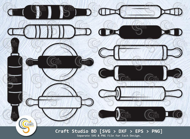 Rolling Pin Silhouette, Rolling Pin SVG, Dough Rolling Pin Svg, Baking Svg, Kitchen Svg, Rolling Pin Icon Svg, Rolling Pin Bundle SVG ETC Craft 