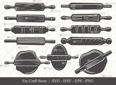 Rolling Pin Silhouette SVG Cut File | Kitchen Svg | Baking Svg | Bundle | Eps | Dxf | Png SVG ETC Craft 